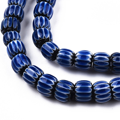 Handmade Lampwork Chevron Beads Strands LAMP-N023-003-1