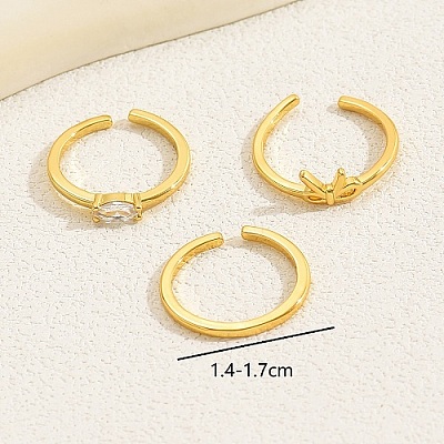 3Pcs 3 Style Cubic Zirconia Solitaire Rings WN2944-1-1