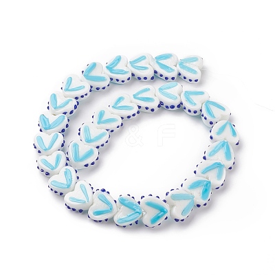 Heart Handmade Lampwork Beads Strands LAMP-G150-01K-1