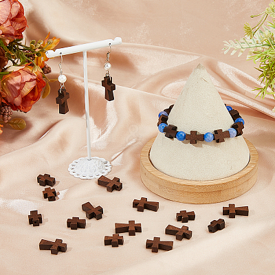 160Pcs 2 Styles Natural Wooden Beads WOOD-HS0001-03-1