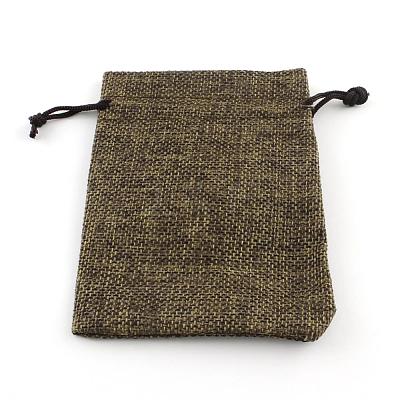 Polyester Imitation Burlap Packing Pouches Drawstring Bags ABAG-R005-9x7-05-1