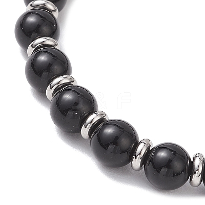 Natural Eyeless Obsidian Stretch Bracelets BJEW-JB12184-01-1