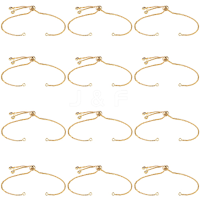 12Pcs Rack Plating Adjustable Brass Slider Bracelet Making KK-SP0001-80G-1