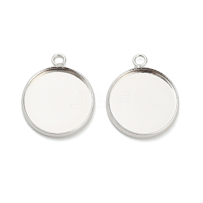 Flat Round Brass Pendant Cabochon Settings X-KK-A276-10S-1