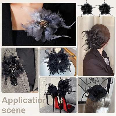 Feather & Gauze & Glass Ornament Accessories FIND-WH0367-90-1