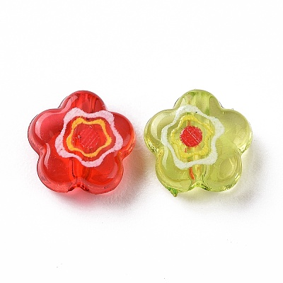Printed Transparent Acrylic Beads X-OACR-E009-08-1