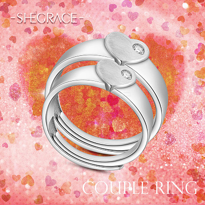 925 Sterling Silver Adjustable Couple Rings JR716A-1