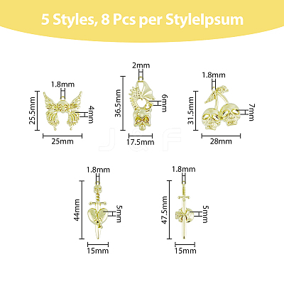 40Pcs 5 Style Alloy Pendants FIND-DC0003-17-1