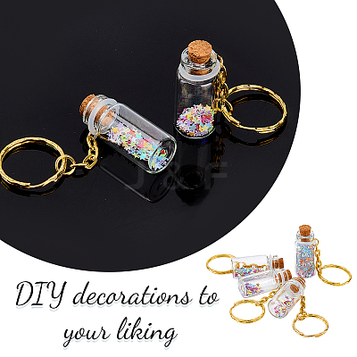 12Pcs Mini Glass Wishing Bottle Pendant Decorations with Plastic Paillette KEYC-DR00007-1