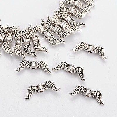 Wing Tibetan Style Alloy Beads Strands TIBEB-D039-01AS-LF-1