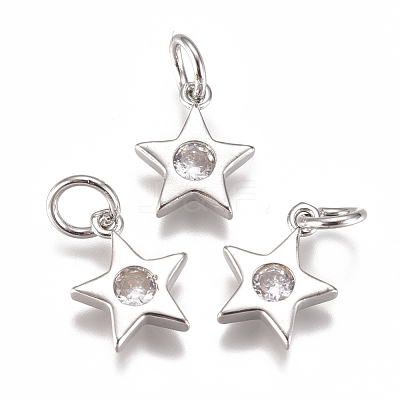 Brass Micro Pave Cubic Zirconia Charms ZIRC-F111-09-08-1