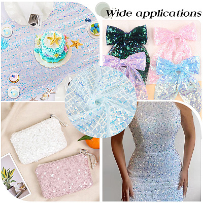 1M Polyester & PVC Sequined Mesh Fabric DIY-CY0003-54A-1