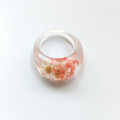 Resin Dried Flower Finger Rings for Women FS-WGEA7C0-02-1