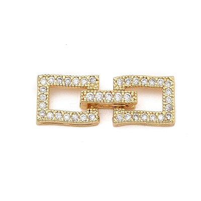 Brass Micro Pave Clear Cubic Zirconia Fold Over Clasps KK-C075-07G-1