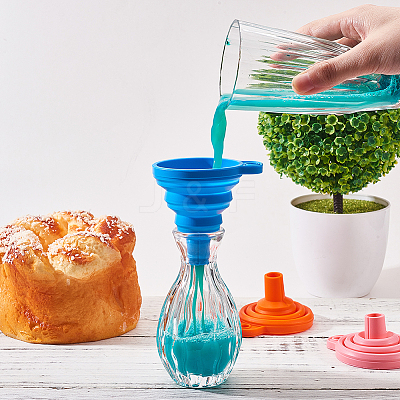 Portable Foldable Silicone Funnel Hopper AJEW-PH0017-49-1