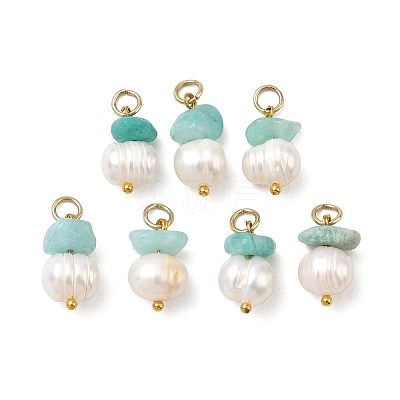 Natural Amazonite and Natural Freshwater Pearl Pendants PALLOY-JF06022-1