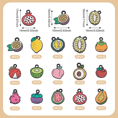 30Pcs 15 Styles Alloy Enamel Pendants ENAM-TA0003-31-1