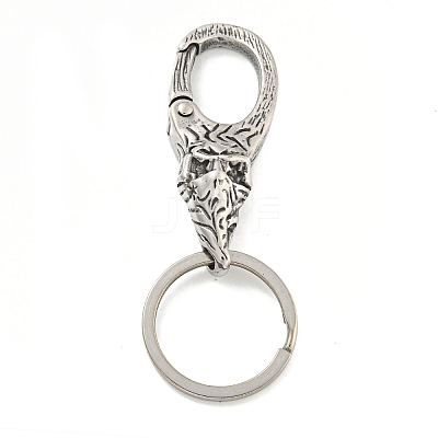 Tibetan Style 316 Surgical Stainless Steel Fittings with 304 Stainless Steel Key Ring FIND-Q101-01AS-1