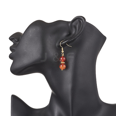 Round Natural Banded Agate Dangle Earrings EJEW-JE06466-1