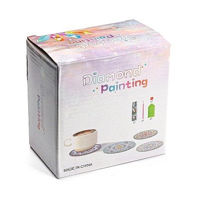 DIY Dog Theme Diamond Painting Wood Cup Mat Kits DIY-H163-02-1