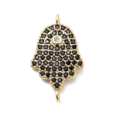 Religion Brass Micro Pave Cubic Zirconia Connector Charms KK-H529-01A-G03-1