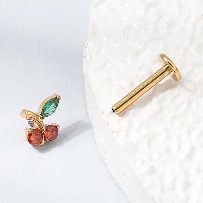 F136 Titanium Pave Cubic Zirconia Fruit Internally Threaded Labrets ME-CBA9828-06B-G-1