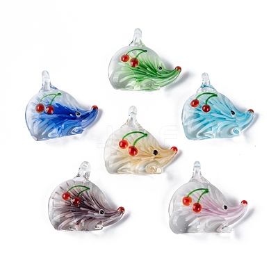 Handmade Lampwork Glass Pendants LAMP-R106-M4-B-1