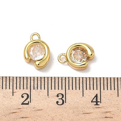Brass Micro Pave Cubic Zirconia Charms KK-Z128-02G-1