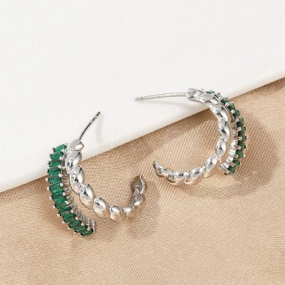 Twist Brass Micro Pave Cubic Zirconia Stud Earrings EJEW-M082-16P-01-1
