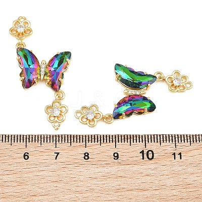 Brass Micro Pave Cubic Zirconia Connector Charms CU-CBACDF6-01G-13-1