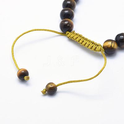 Natural Tiger Eye Braided Bead Bracelets BJEW-F276-G02-1