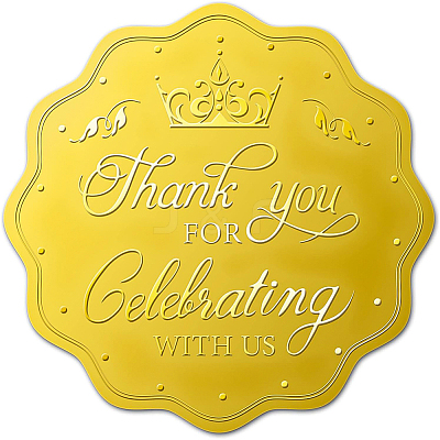 Plastic Self Adhesive Gold Foil Embossed Stickers DIY-WH0211-185-1