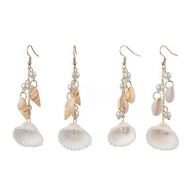 304 Stainless Steel Shell Shape Dangle Earrings EJEW-JE06382-1