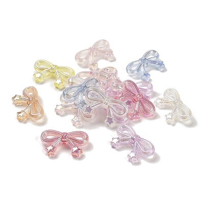Bowknot with Star UV Plating Luminous Rainbow Iridescent Acrylic Beads LACR-R001-05A-1