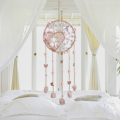 Iron & Brass & Crystal Glass Sun Catcher Pendants HJEW-K049-04A-1