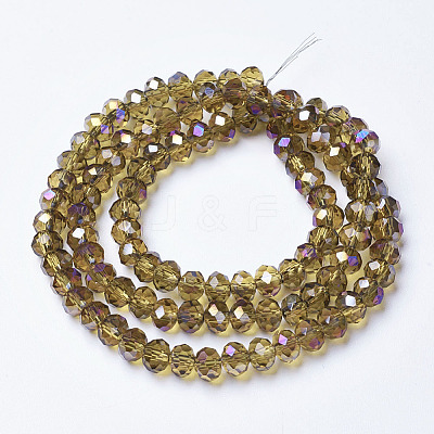 Electroplate Transparent Glass Beads Strands EGLA-A034-T6mm-F13-1