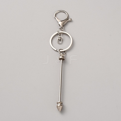 Zinc Alloy Bar Beadable Keychains Clasps KEYC-WH0030-86P-1