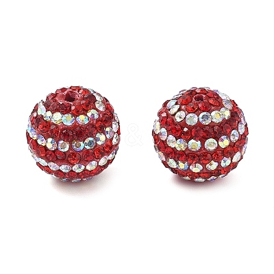 Stripe Pattern Polymer Clay Rhinestone Beads CLAY-NH0001-01H-1