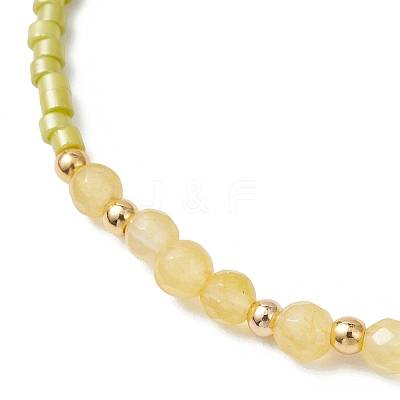 Glass Seed Bead & Natural Natural Agate Beads Bracelets for Women BJEW-MZ00311-03-1