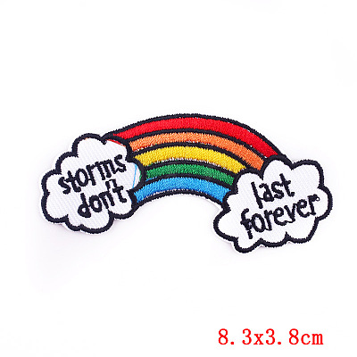 Word Storms Don't Last Forever Computerized Embroidery Cloth Iron on/Sew on Patches RABO-PW0001-119C-1