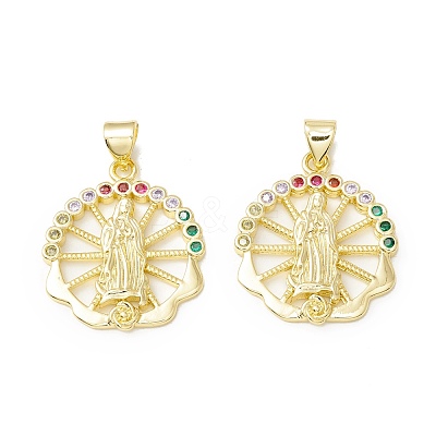 Rack Plating Brass Micro Pave Cubic Zirconia Pendants KK-E278-12G-1