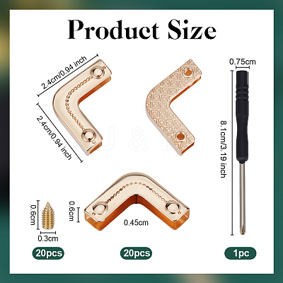 20 Sets Alloy Bag Corner Protectors FIND-OC0013-93-1