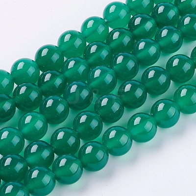 Natural Green Onyx Agate Beads Strands G-G583-8mm-11-1