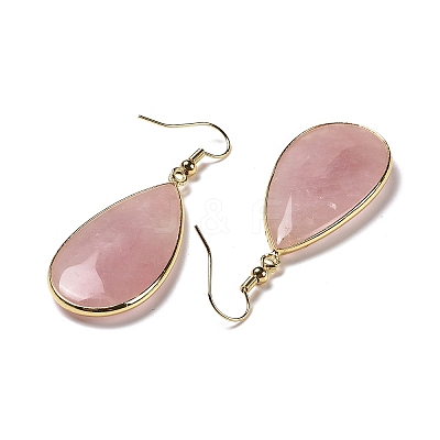 Natural Rose Quartz Dangle Earrings X-EJEW-L179-01F-1