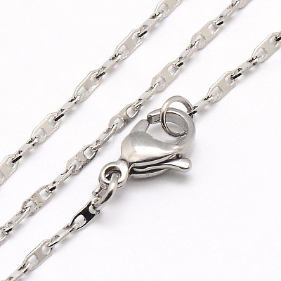 Tarnish Resistant Trendy Unisex 304 Stainless Steel Rectangle Link Chain Necklaces NJEW-M058-A-02-1