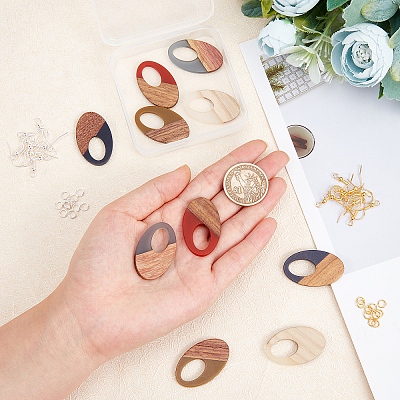 DIY Walnut Wooden Dangle Earring Making Kits DIY-OC0006-75-1