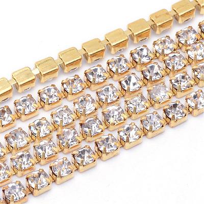 Brass Rhinestone Strass Chains CHC-T003-SS10-01C-1