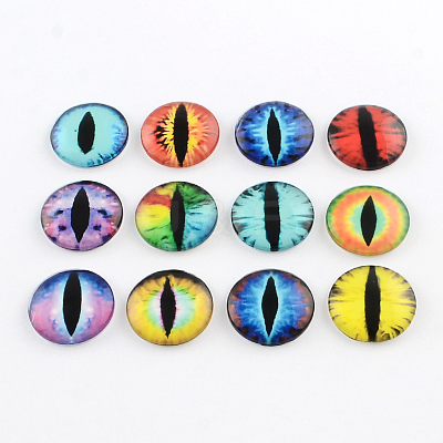 Half Round/Dome Dragon Eye Pattern Glass Flatback Cabochons for DIY Projects X-GGLA-Q037-25mm-30-1