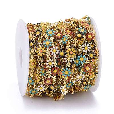 Handmade Brass Enamel Link Chains CHC-I035-13G-01-1