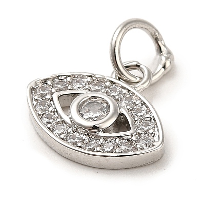 CZ Brass Micro Pave Cubic Zirconia Evil Eye Charms ZIRC-L018-10P-1